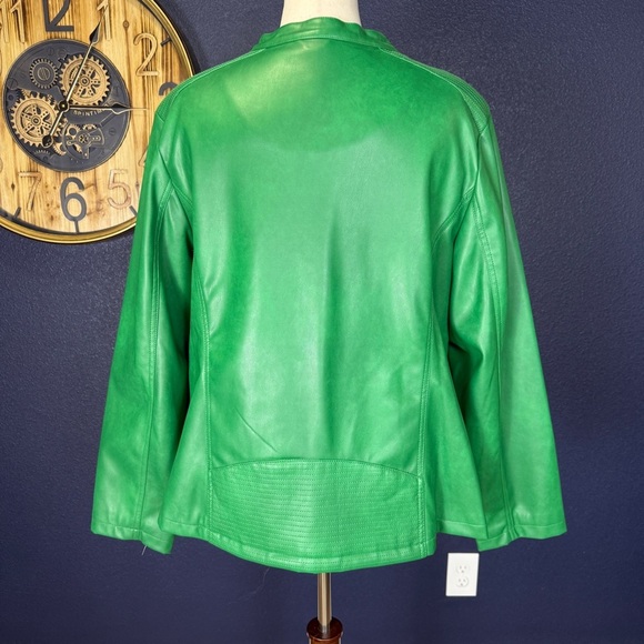 Alfani Green Stitch Detail Stand Collar Faux Leather Jacket Plus Size 3X - Picture 4 of 7